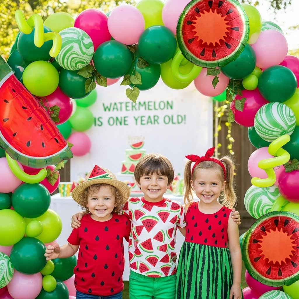 Kozee Summer Watermelon Balloon Arch Kit – 128pc Melon Theme Party Decor