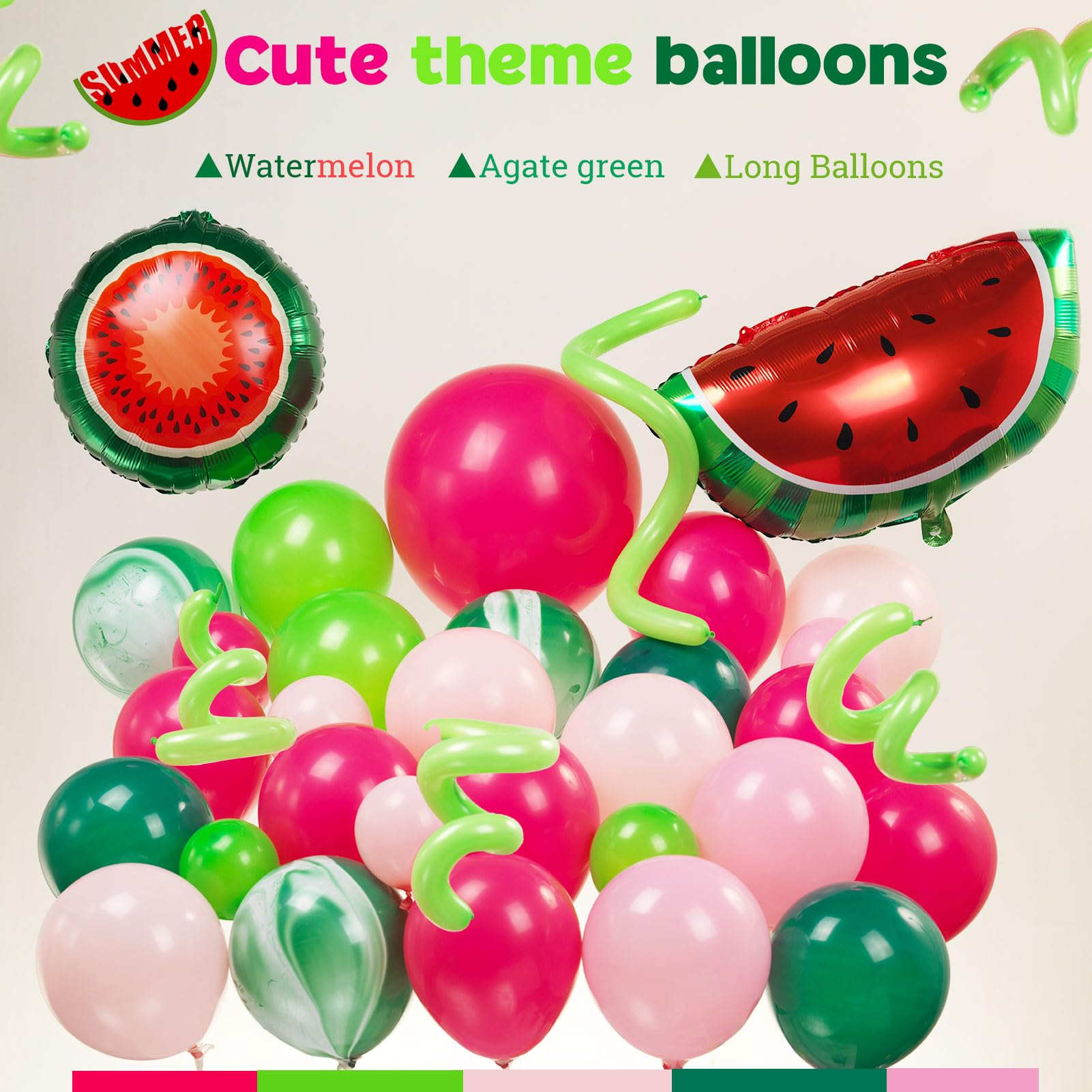 Kozee Summer Watermelon Balloon Arch Kit – 128pc Melon Theme Party Decor