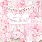Kriyokiaa Girls Just Wanna Be One Birthday Decorations Kit | Bow Theme Balloons & Arch
