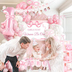 Kriyokiaa Girls Just Wanna Be One Birthday Decorations Kit | Bow Theme Balloons & Arch