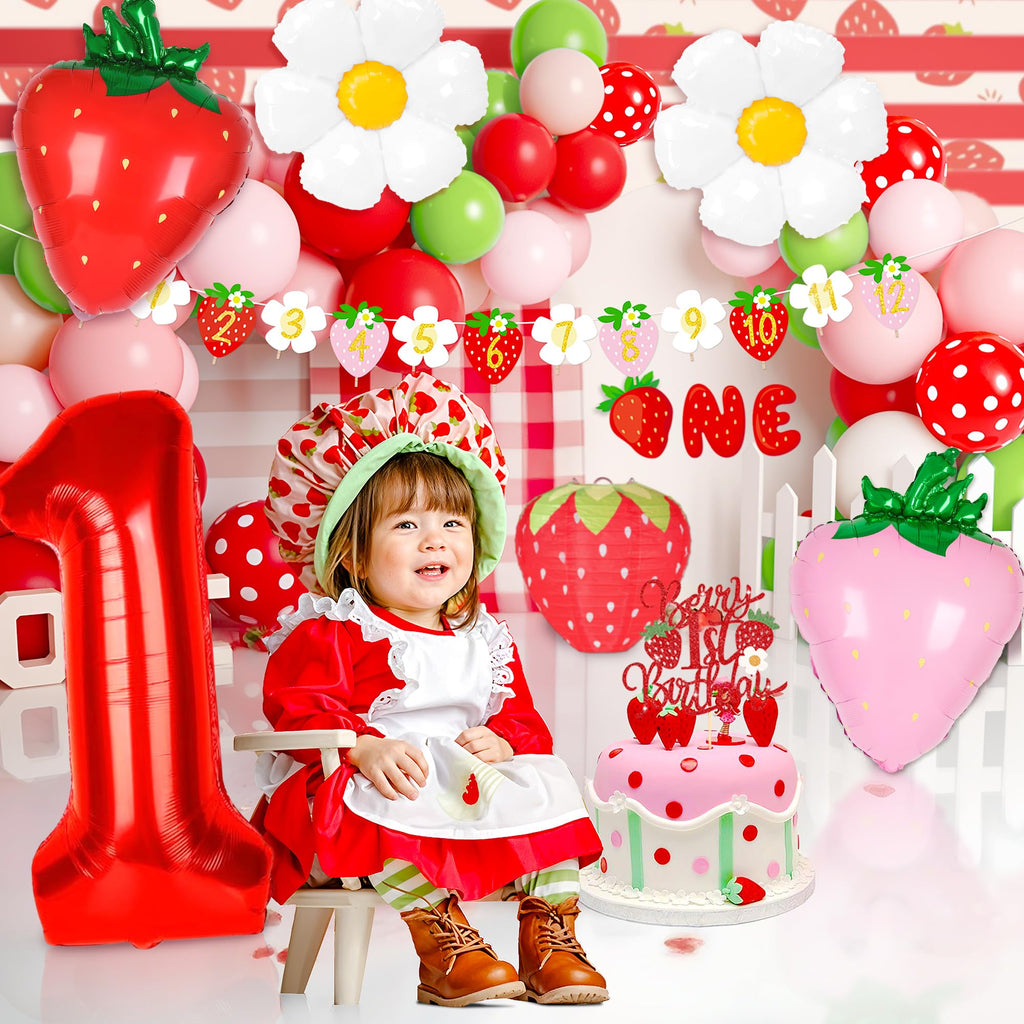 Kriyokiaa Berry First Birthday Decor – Strawberry Theme Party Set for Girls