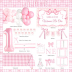 Kriyokiaa Girls Just Wanna Be One Birthday Decorations Kit | Bow Theme Balloons & Arch