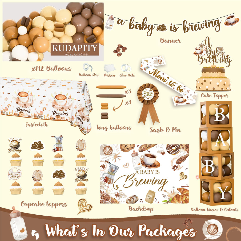 Kudapity Coffee Themed Baby Shower Decorations Kit | A Baby Is Brewing