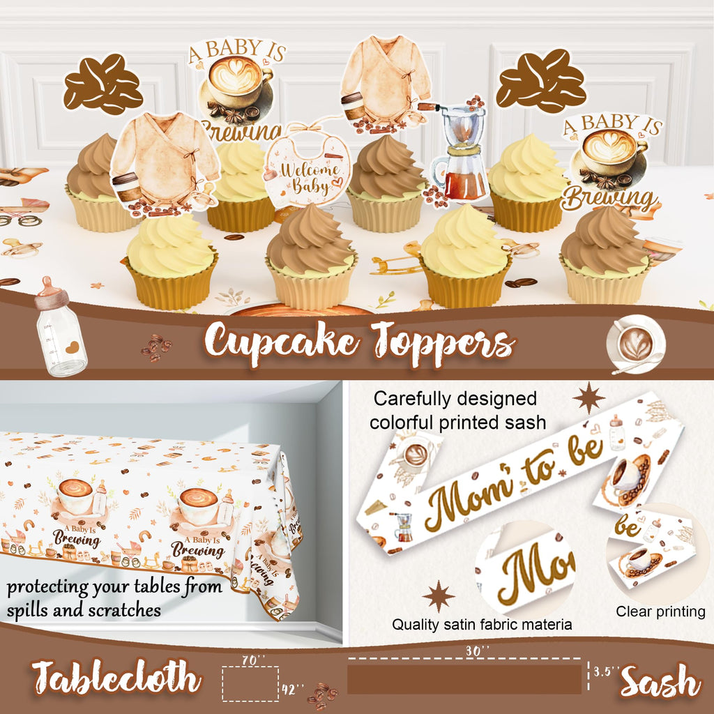 Kudapity Coffee Themed Baby Shower Decorations Kit | A Baby Is Brewing