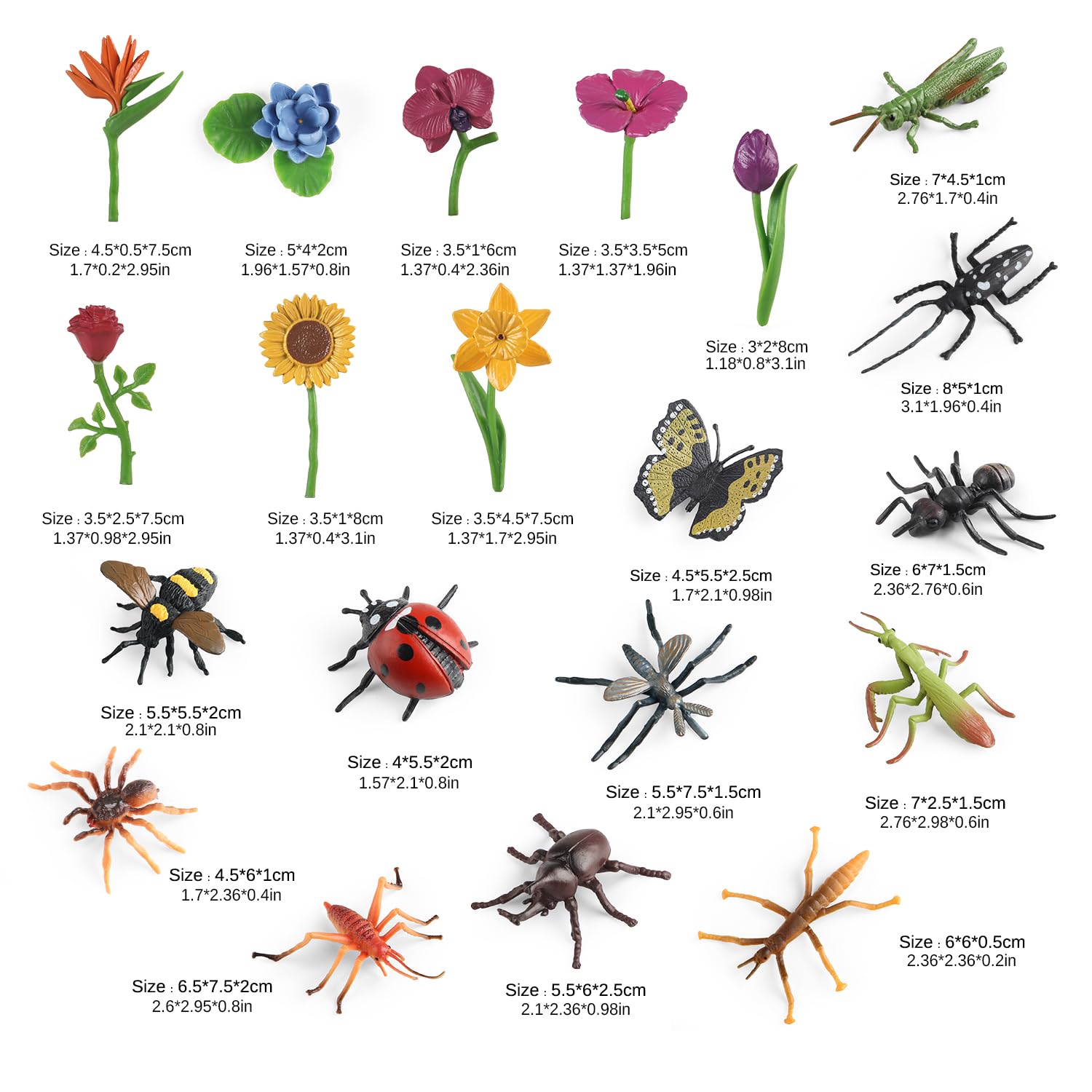 Kukifun 20Pcs Insect Toy Figures – Realistic Bug Set for Kids, Party Favors & Cake Toppers