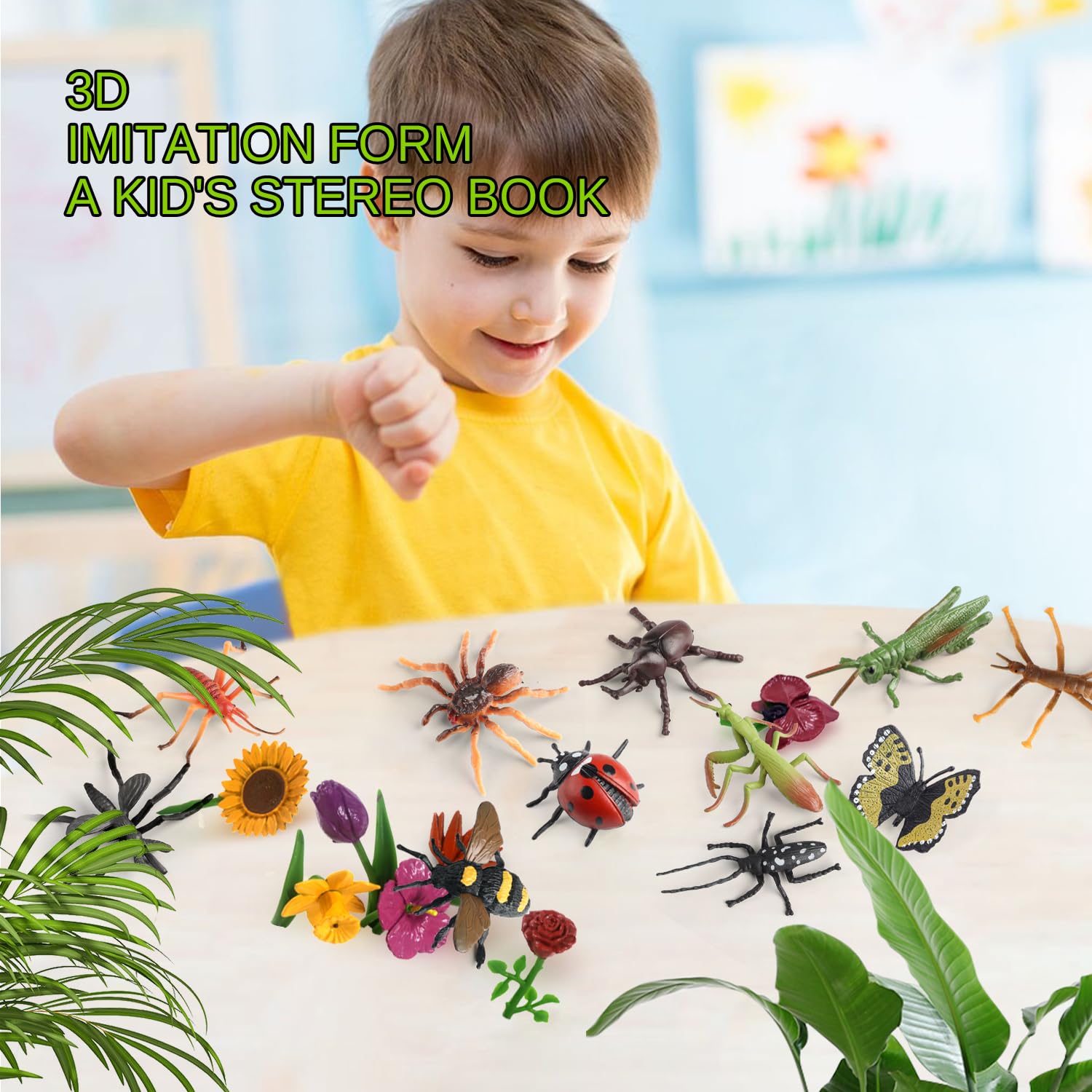 Kukifun 20Pcs Insect Toy Figures – Realistic Bug Set for Kids, Party Favors & Cake Toppers