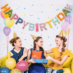 KUQJJQU Pre-Strung Wool Felt Birthday Banner – Colorful 3D Dots Garland