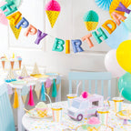 KUQJJQU Pre-Strung Happy Birthday Banner - 3D Felt Ball Garland in Macaron Pastel Colors