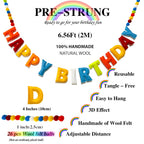 KUQJJQU Pre-Strung Happy Birthday Banner – Rainbow Felt Ball Garland