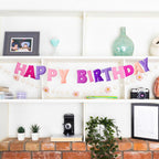 KUQJJQU Pre-Strung Happy Birthday Banner – Pink Felt Ball Garland