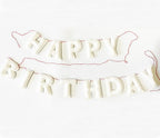 KUQJJQU Pre-Strung Happy Birthday Banner – White Felt Ball Garland