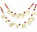 KUQJJQU Boho Felt Happy Birthday Banner – Pre-Strung 3D Wool Felt Letters & Balls