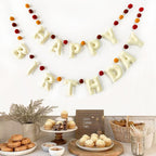 KUQJJQU Boho Felt Happy Birthday Banner – Pre-Strung 3D Wool Felt Letters & Balls