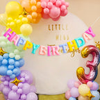 KUQJJQU Pre-Strung Happy Birthday Banner – Felt Ball Garland, Pastel Rainbow Party Decor