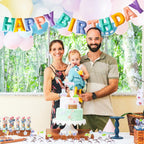 KUQJJQU Pre-Strung Happy Birthday Banner - 3D Felt Ball Garland in Macaron Pastel Colors