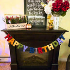 KUQJJQU Pre-Strung Happy Birthday Banner - Retro Classic Felt Garland