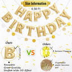 KUQJJQU Pre-strung Gold Glitter Happy Birthday Banner Garland – Reusable Gold Party Decor