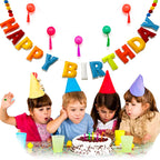 KUQJJQU Pre-Strung Happy Birthday Banner – Rainbow Felt Ball Garland