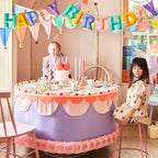 KUQJJQU Pre-Strung Happy Birthday Banner - 3D Felt Ball Garland in Macaron Pastel Colors
