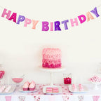 KUQJJQU Pre-Strung Happy Birthday Banner – Pink Felt Ball Garland