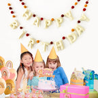 KUQJJQU Boho Felt Happy Birthday Banner – Pre-Strung 3D Wool Felt Letters & Balls