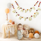 KUQJJQU Boho Felt Happy Birthday Banner – Pre-Strung 3D Wool Felt Letters & Balls