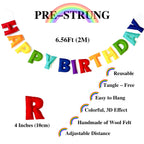 KUQJJQU Pre-Strung Happy Birthday Banner – Felt Ball Garland in Rainbow Colors | Birthday Decor & Photo Prop