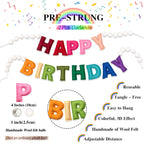 KUQJJQU 2Pcs Upgraded Pre-Strung Wool Felt Happy Birthday Banner – Rainbow Party Decor
