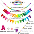 KUQJJQU 3-Pcs Pre-Strung Birthday Banner Set — Handmade Wool Felt Rainbow Garland with Triangle Flags