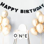 KUQJJQU Meygajoe Pre-Strung Felt Happy Birthday Banner – Black, Reusable Garland (M-123)