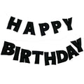 KUQJJQU Meygajoe Pre-Strung Felt Happy Birthday Banner – Black, Reusable Garland (M-123)