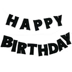 KUQJJQU Meygajoe Pre-Strung Felt Happy Birthday Banner – Black, Reusable Garland (M-123)