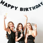 KUQJJQU Meygajoe Pre-Strung Felt Happy Birthday Banner – Black, Reusable Garland (M-123)