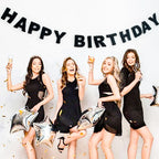 KUQJJQU Meygajoe Pre-Strung Felt Happy Birthday Banner – Black, Reusable Garland (M-123)