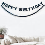 KUQJJQU Meygajoe Pre-Strung Felt Happy Birthday Banner – Black, Reusable Garland (M-123)
