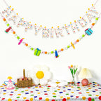 KUQJJQU Pre-Strung Happy Birthday Banner – Handmade Wool Felt 3D Letters, Rainbow Party Decor