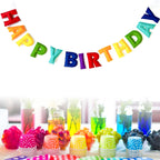 KUQJJQU Pre-Strung Happy Birthday Banner – Felt Ball Garland in Rainbow Colors | Birthday Decor & Photo Prop