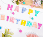 KUQJJQU Pre-Strung Happy Birthday Banner – Felt Ball Garland, Pastel Rainbow Party Decor