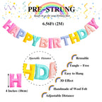 KUQJJQU Pre-Strung Happy Birthday Banner – Felt Ball Garland, Pastel Rainbow Party Decor