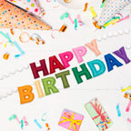 KUQJJQU 2Pcs Upgraded Pre-Strung Wool Felt Happy Birthday Banner – Rainbow Party Decor