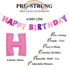 KUQJJQU Pre-Strung Happy Birthday Banner – Pink Felt Ball Garland