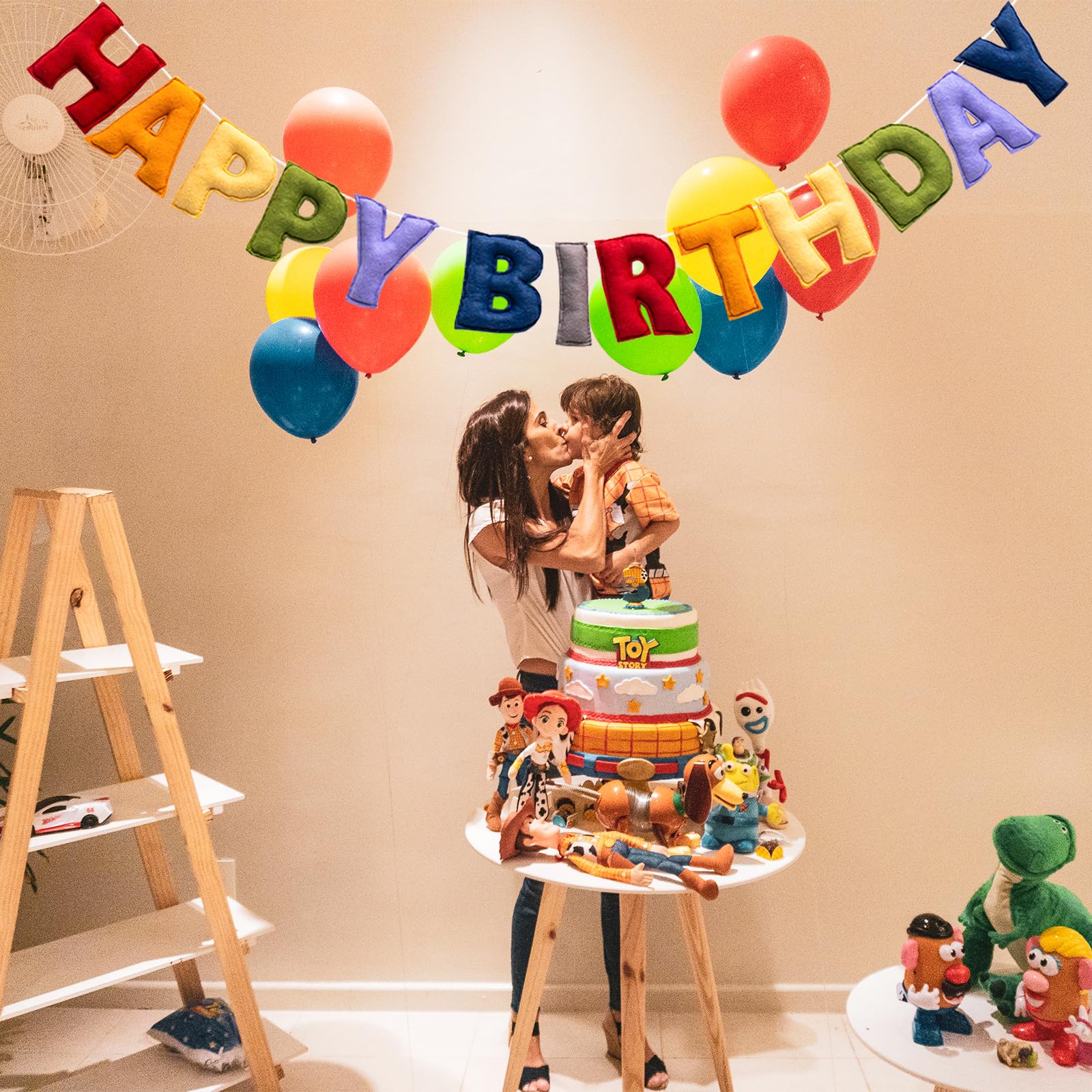 KUQJJQU Pre-Strung Happy Birthday Banner - Retro Classic Felt Garland