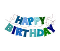 KUQJJQU Pre-Strung Happy Birthday Banner – Felt Ball Garland, Rainbow Party Decor (Blue)