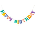 KUQJJQU Pre-Strung Happy Birthday Banner - 3D Felt Ball Garland in Macaron Pastel Colors