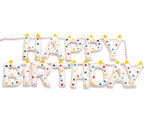 KUQJJQU Pre-Strung Happy Birthday Banner – Handmade Wool Felt 3D Letters, Rainbow Party Decor
