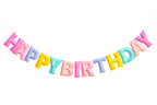 KUQJJQU Pre-Strung Happy Birthday Banner – Felt Ball Garland, Pastel Rainbow Party Decor