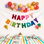 KUQJJQU 2Pcs Upgraded Pre-Strung Wool Felt Happy Birthday Banner – Rainbow Party Decor