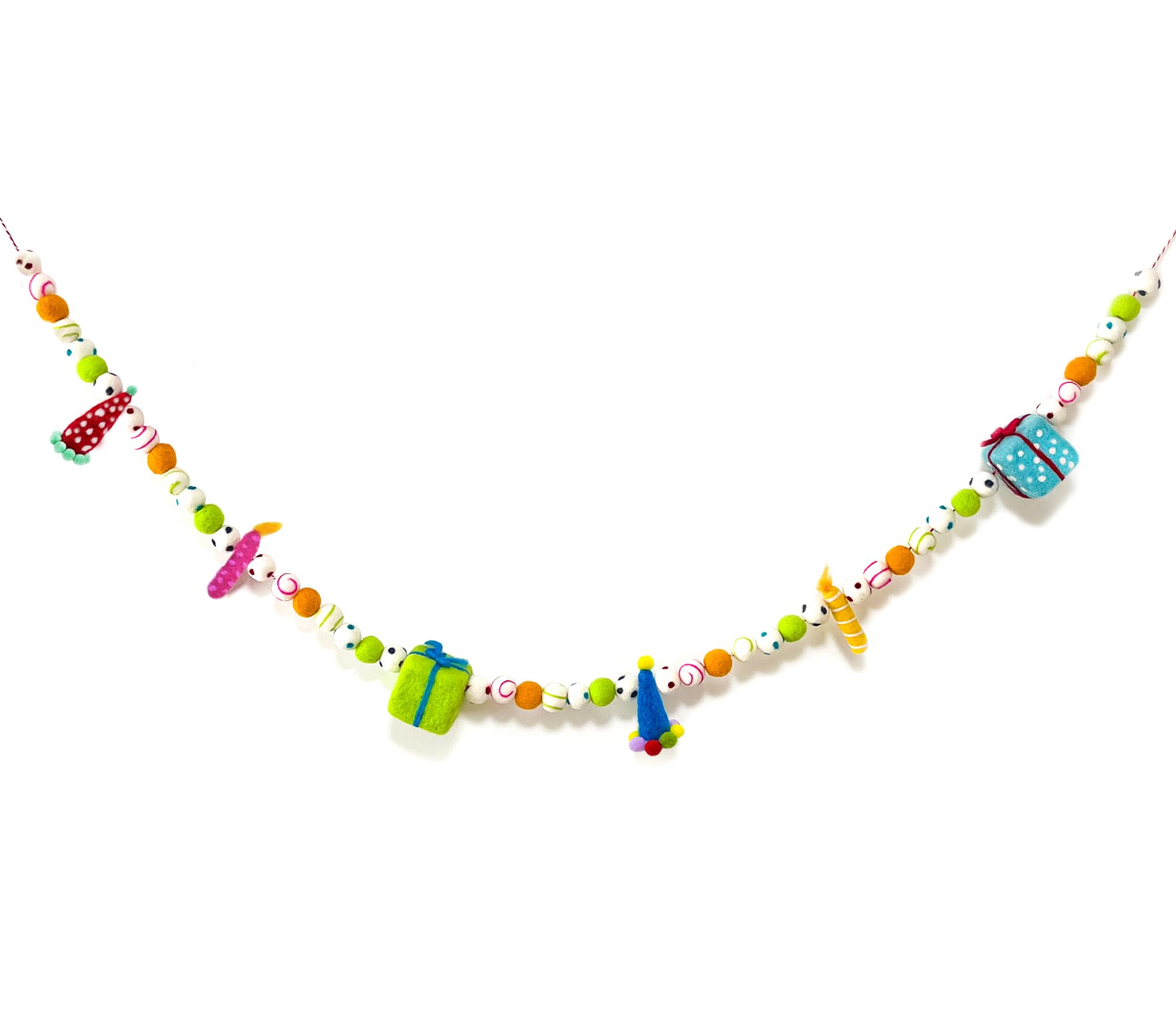 KUQJJQU Pre-Strung Happy Birthday Banner & Colorful Felt Ball Garland