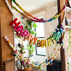 KUQJJQU Pre-Strung Felt Ball Garland – Rainbow Birthday Banner