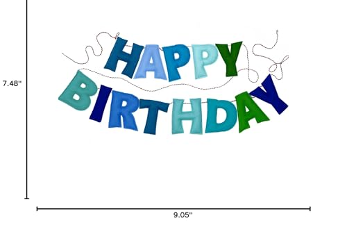 KUQJJQU Pre-Strung Happy Birthday Banner – Felt Ball Garland, Rainbow Party Decor (Blue)